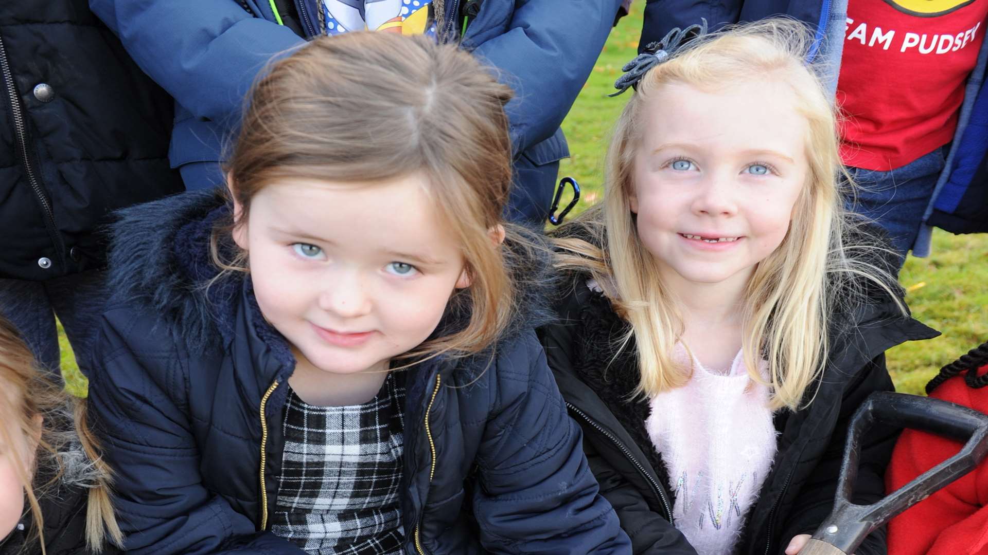 Sutton at Hone school tree planting. L-R: Daisy and Lucy (both 6).