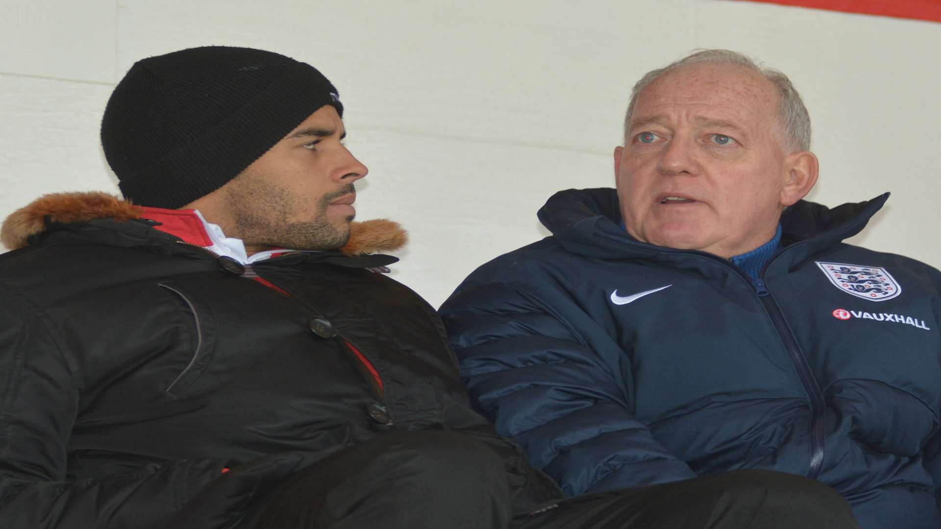 Mick Payne (right) in conversation with Preston Edwards Picture: Paul Jarvis