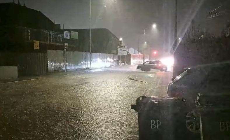 Ashford was struck by heavy rainfall and thunderstorms overnight, including in Beaver Road. Picture: Peter Morris-Kelso