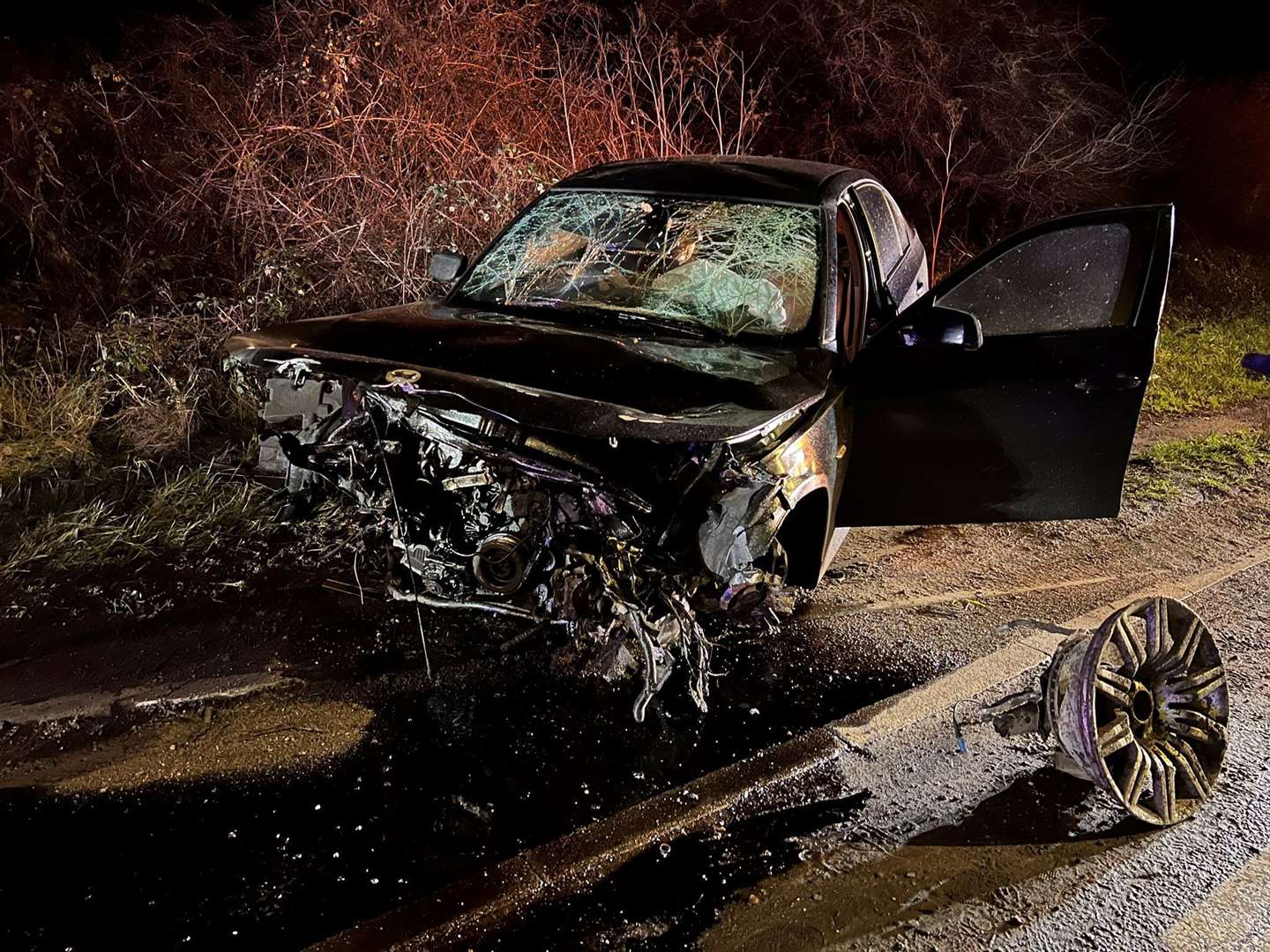 Alexander Hathaway, from Ramsgate, crashed his BMW on the Thanet Way in Whitstable. Picture: Kent Police Roads Unit