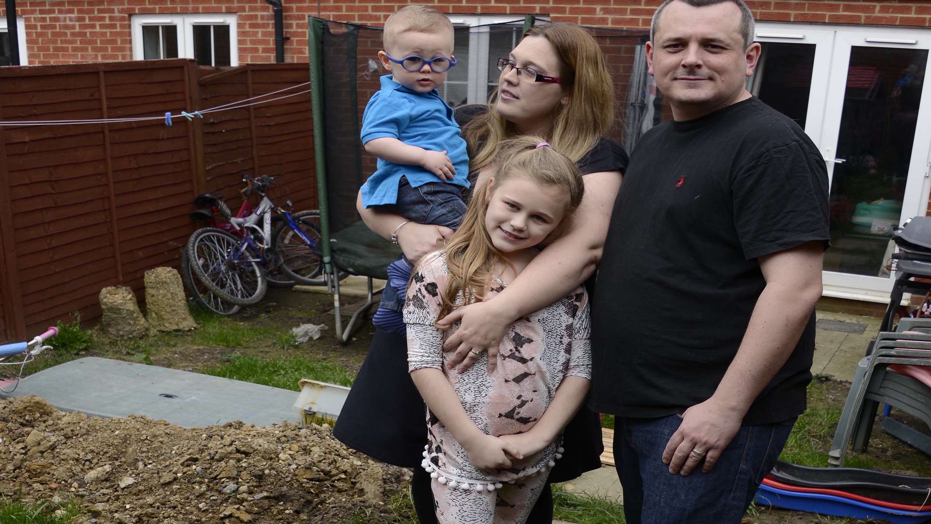 Carley and Darren McDougal and son Danny who has Shaky Eye Syndrome and daughter Saffron