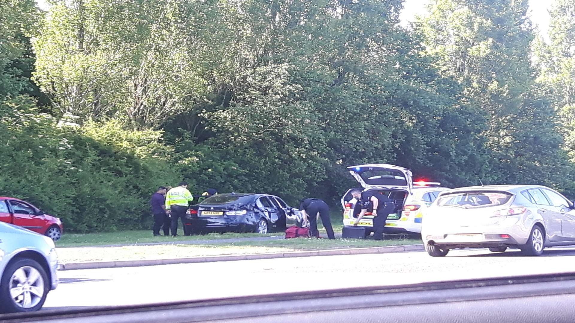 Police at the scene of the crash