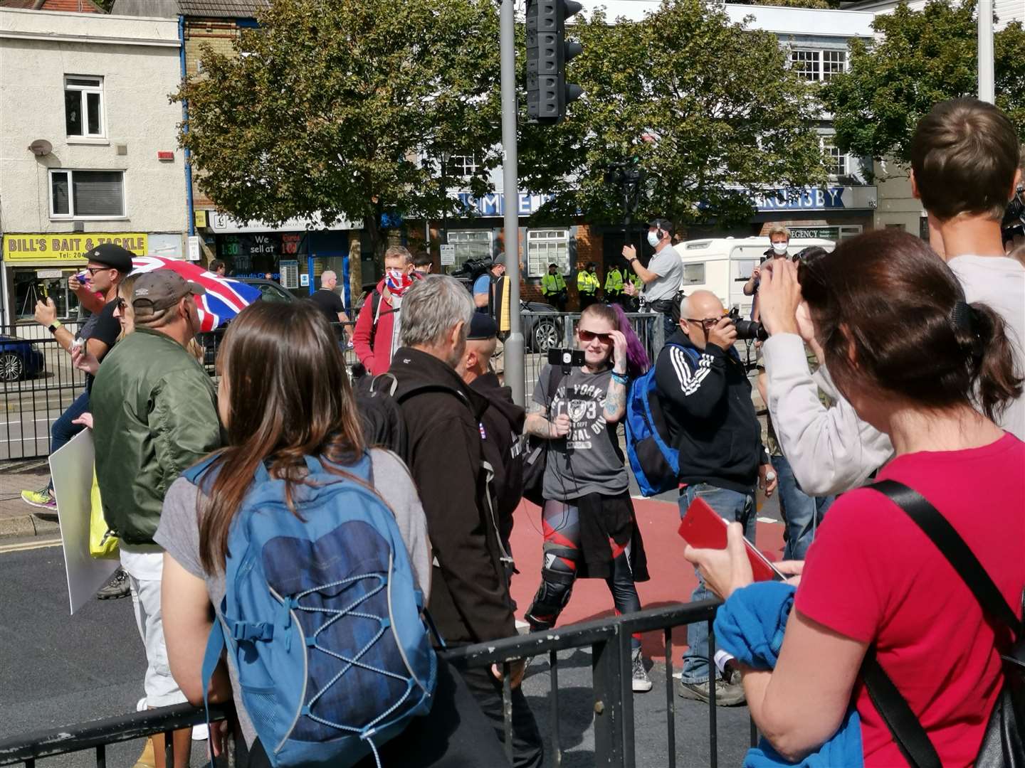 Protesters in the road. Picture: Oliver Kemp