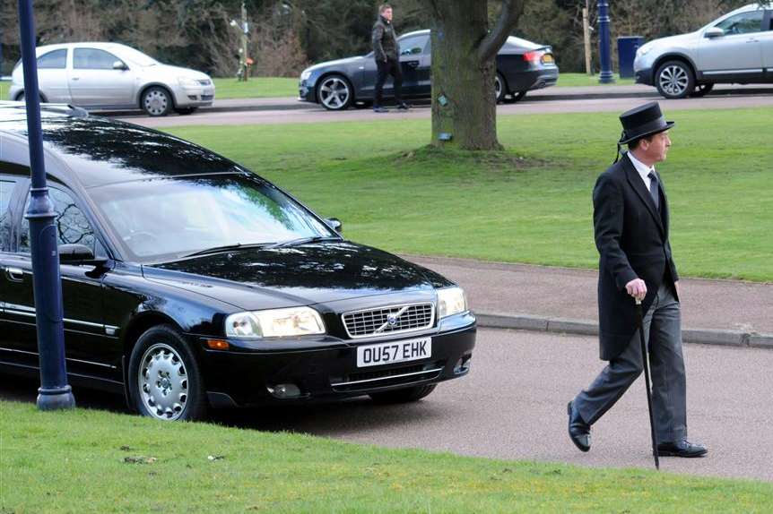 The funeral cortege arrives at Vinters Park