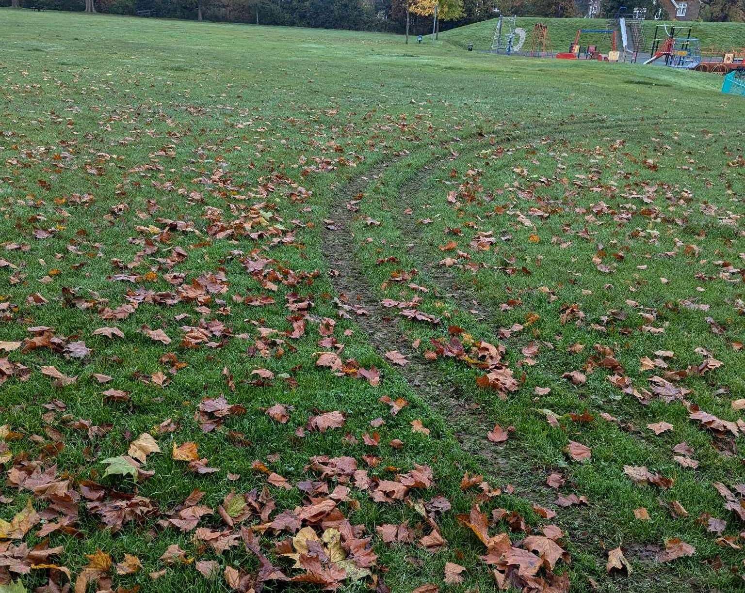 A quad biker churned up Tenterden Recreation Ground. Picture: Tenterden Town Council