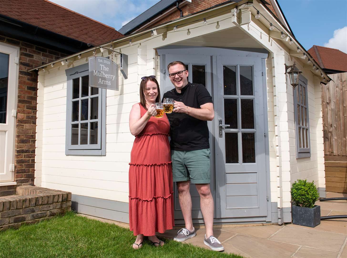 Aldi Alfresco winners Aaron and Jo in their garden