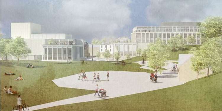 An artist's impression of the proposed civic centre from Calverley Grounds