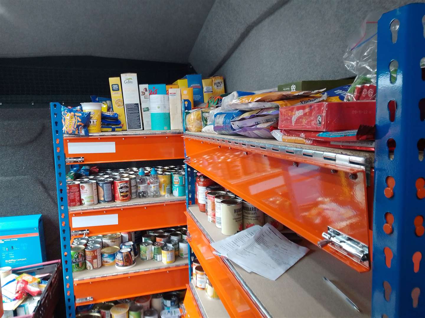 Inside the new Community Matters van which is delivering parcels to rural villages