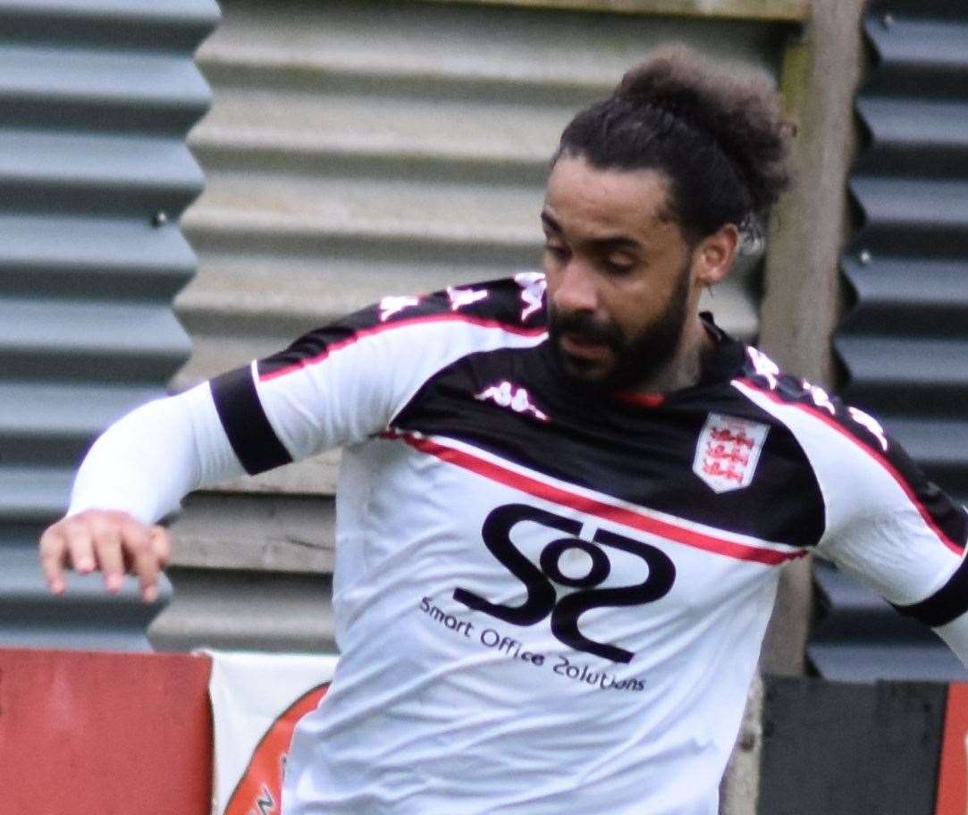 Stefan Payne - came off the substitutes’ bench at Bearsted to mark his 50th appearance for the Lilywhites with a late goal. Picture: Alan Coomes