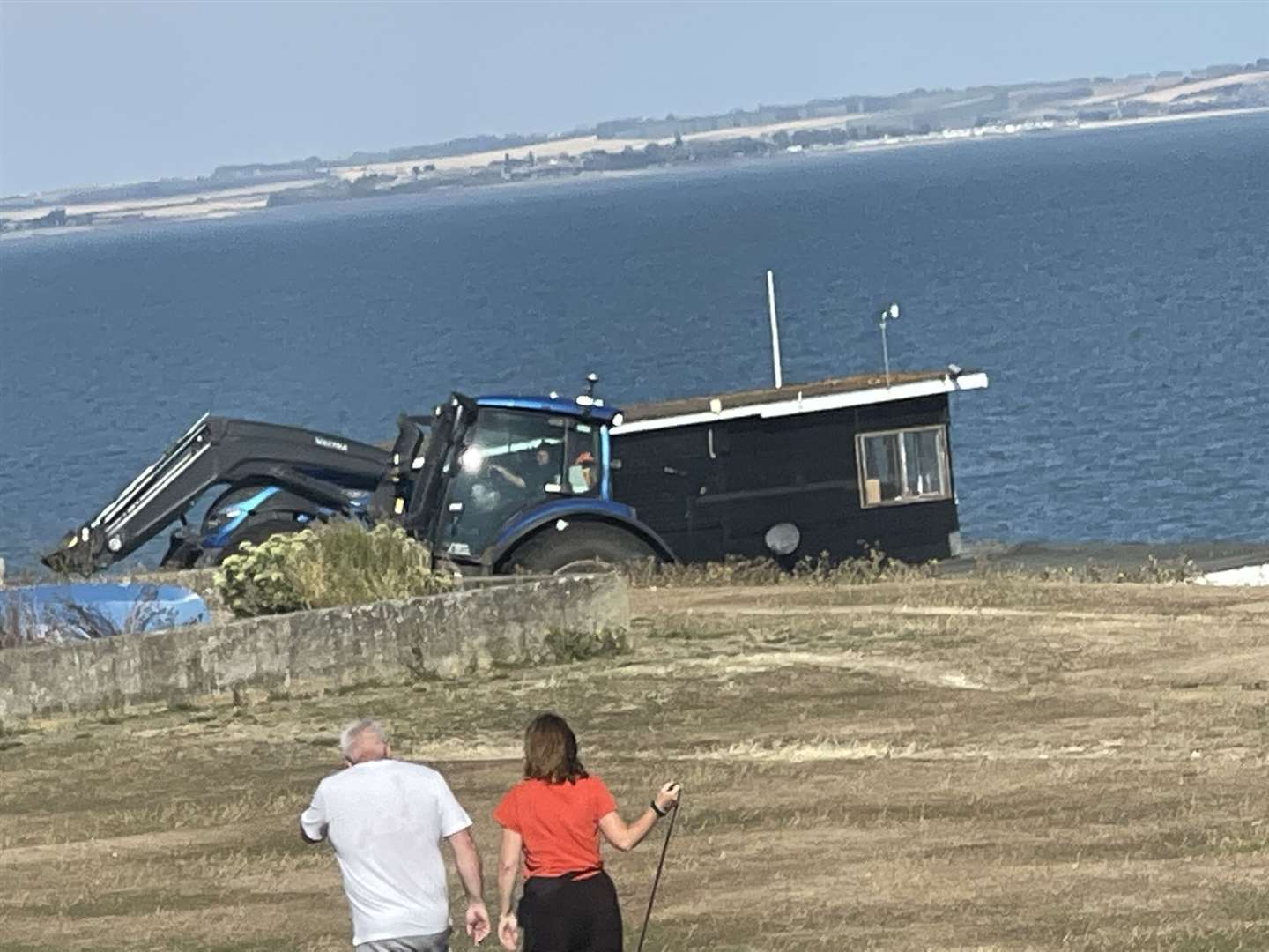 The large tractor seen at the site. Picture: Jules Serkin