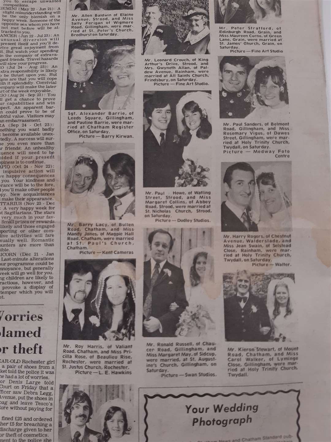 People who featured in an October Wedding Page back in October 1973