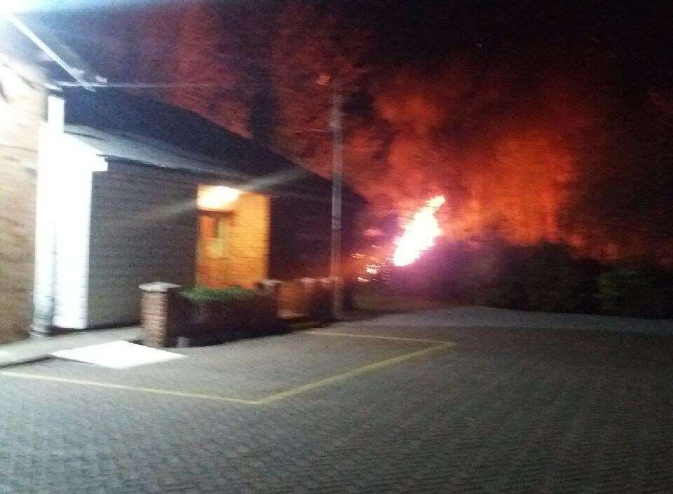 Flames from a bonfire in Eastchurch