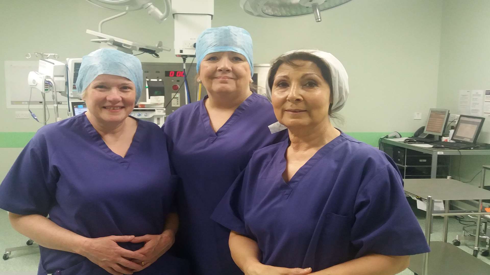 Debra McCrone nurse, Elaine Jones health care assistant and Mahboub Hawkes, surgeon.