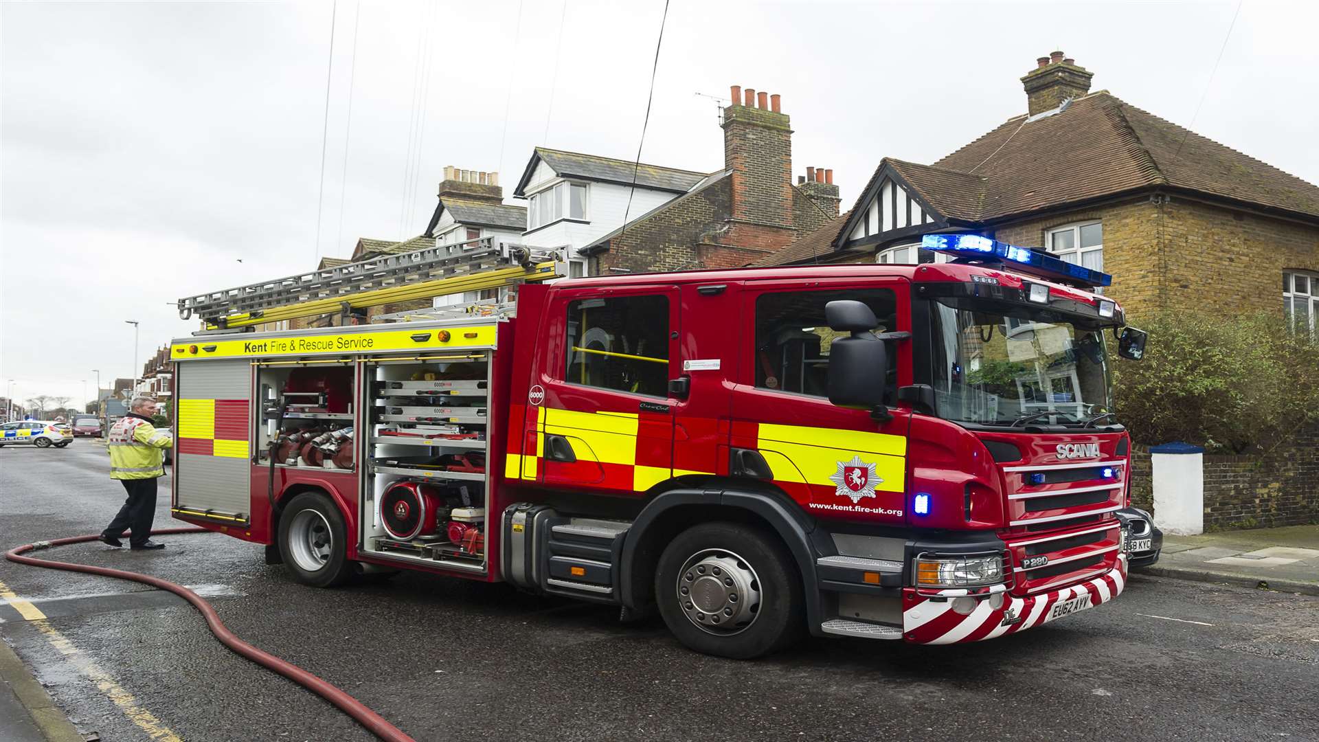 Fire crew at the scene of an apparent fire in Park Road, Sittingbourne