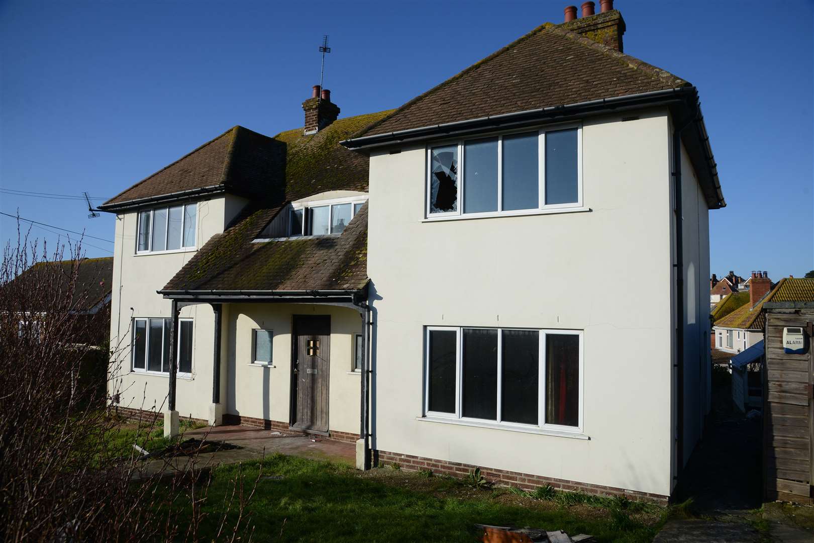 House where suspected arson happened last night. Picture: Gary Browne