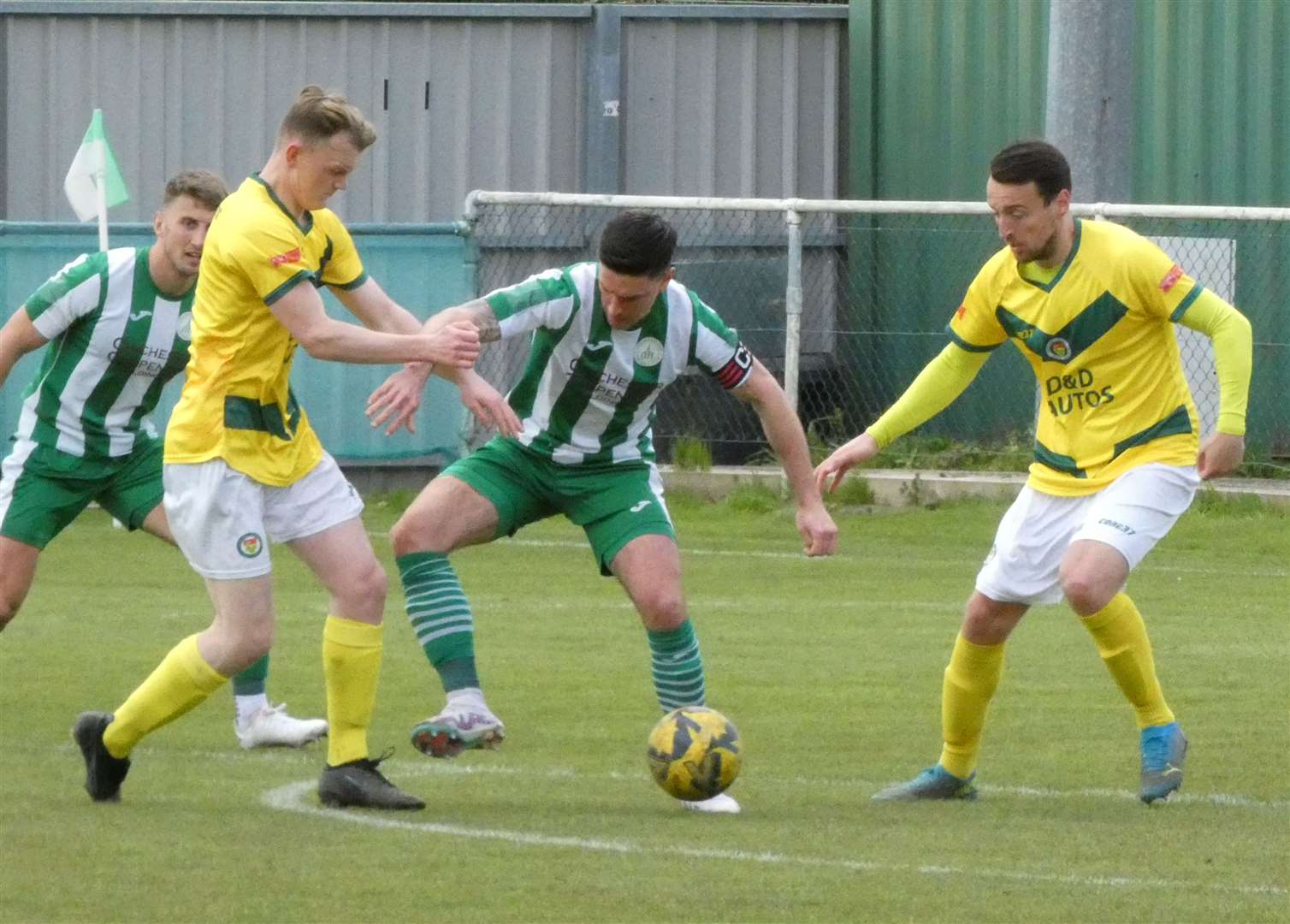 Cameron Brodie, left, and Ben Gorham look to stop Chichester in their tracks. Picture: Simon Jasinski