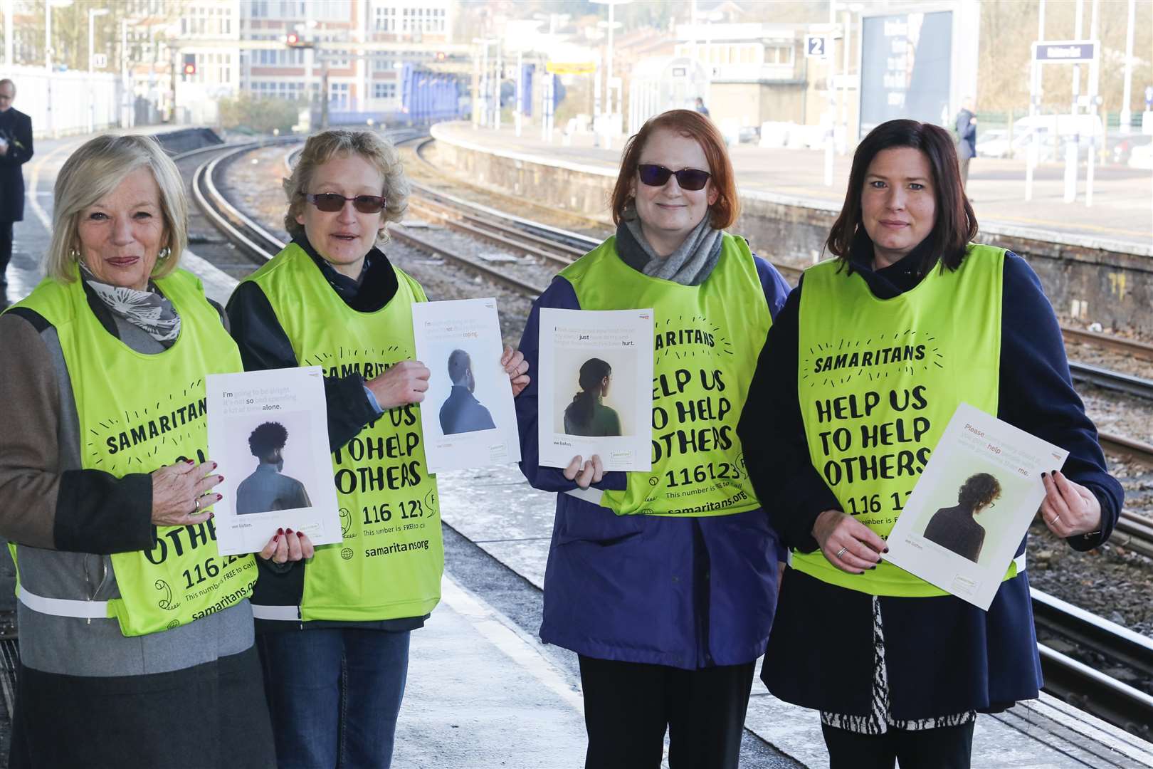 Sue Boult, Christine Lehegarat, Maggie Jones and Vicki Marchant promote the Samaritans campaign