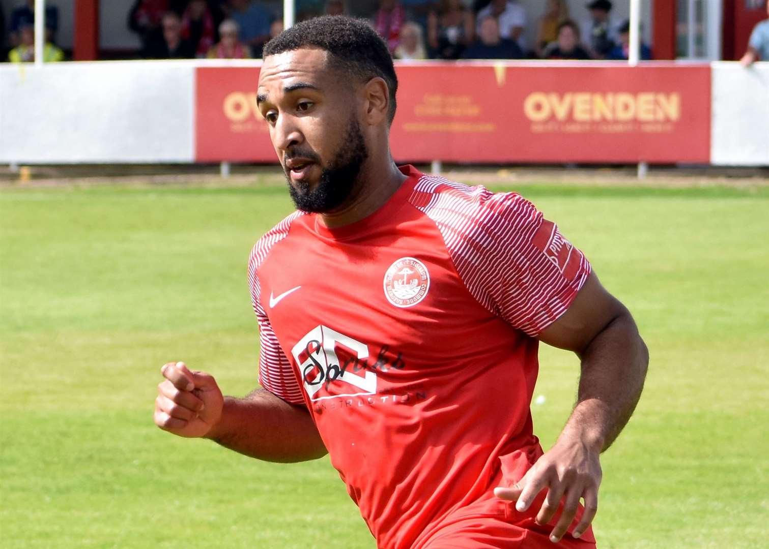 Hythe’s Johan Caney-Bryan scored twice at East Grinstead. Picture: Randolph File