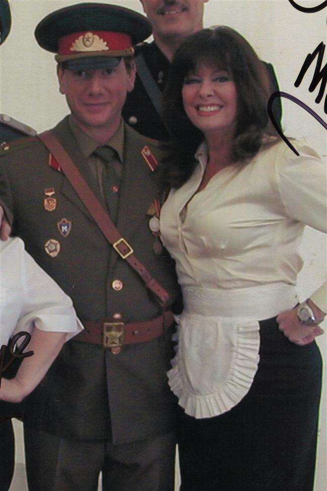 Julio Whitehouse in his stolen Russian Uniform with Vicki Michelle from Hello Hello