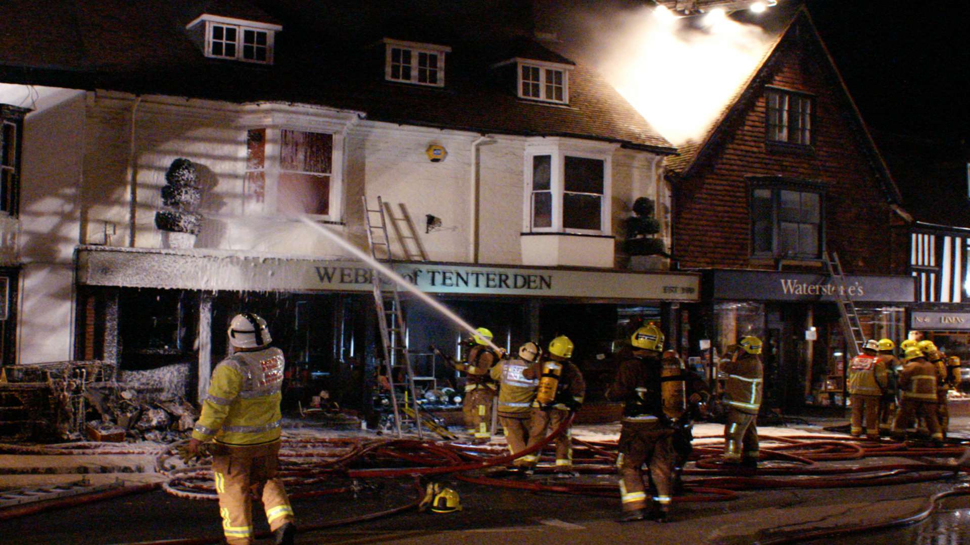 Foam is poured onto Webbs of Tenterden. Picture: Malcolm Dickson