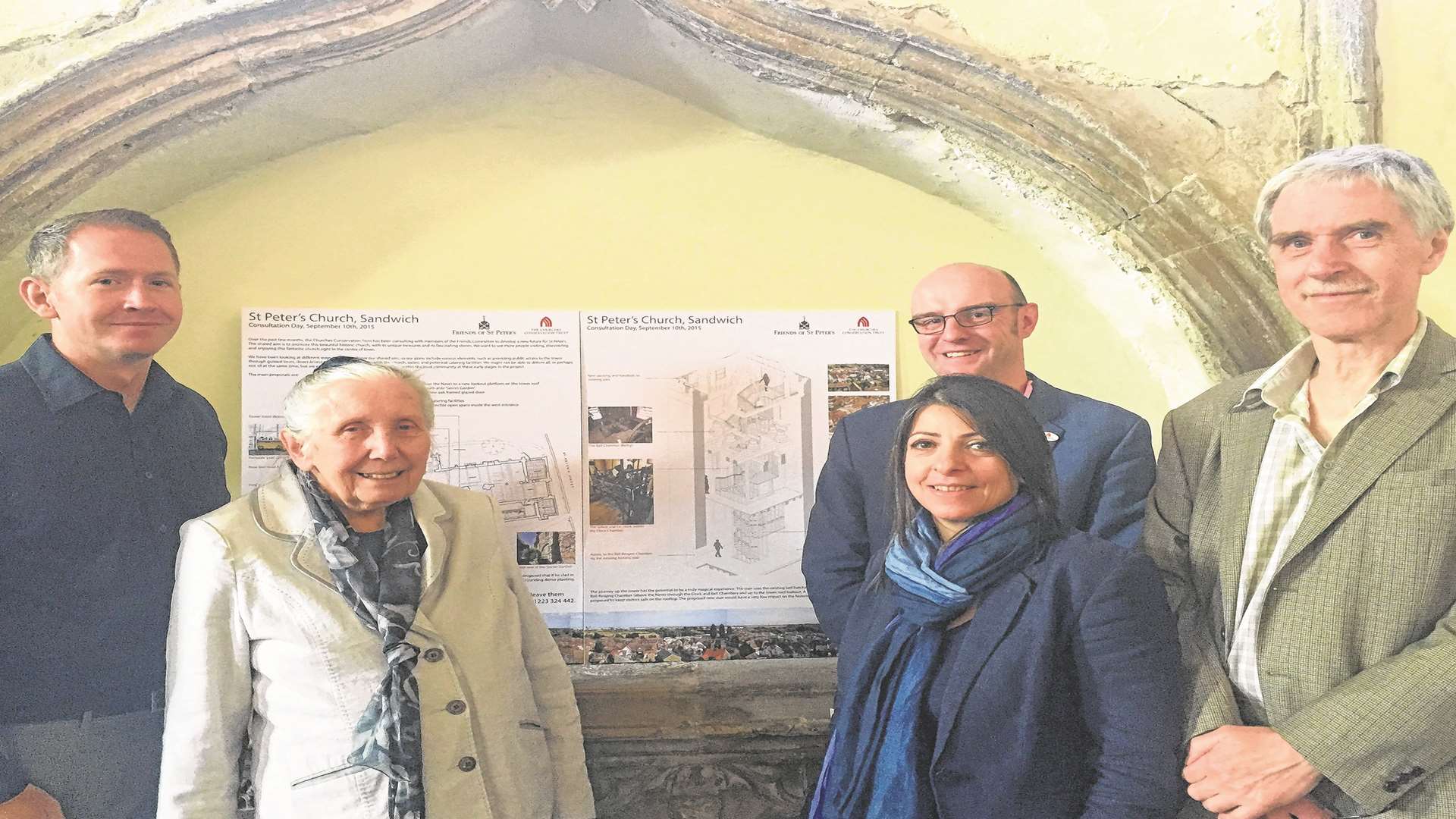 Architect Malcolm Fryer, Anne Evans, Peter Aiers and Gabriella Misuriello from the CCT and Bob Ward