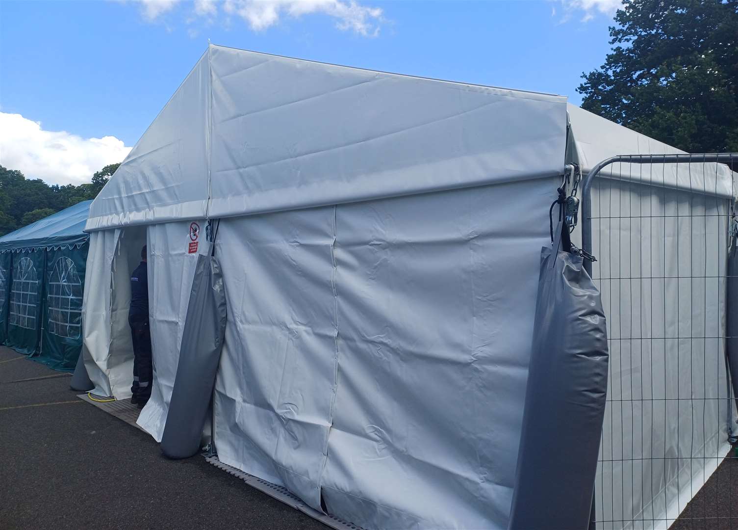 The pool is situated on the school’s playground and is inside a sturdy marquee