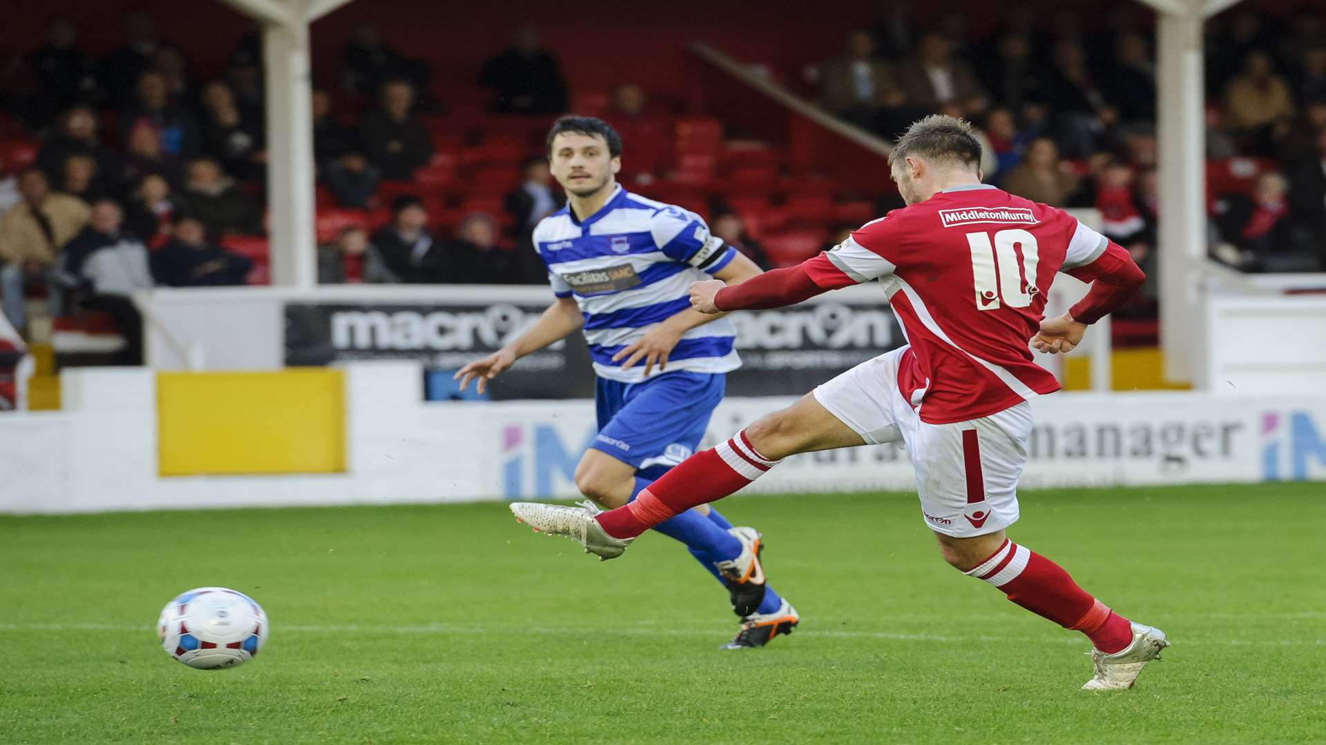 Matt Godden scores Ebbsfleet's equaliser against Oxford City Picture: Andy Payton