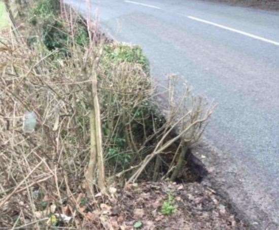 A void has opened under the A227 Tonbridge Road carriageway. Picture: KCC