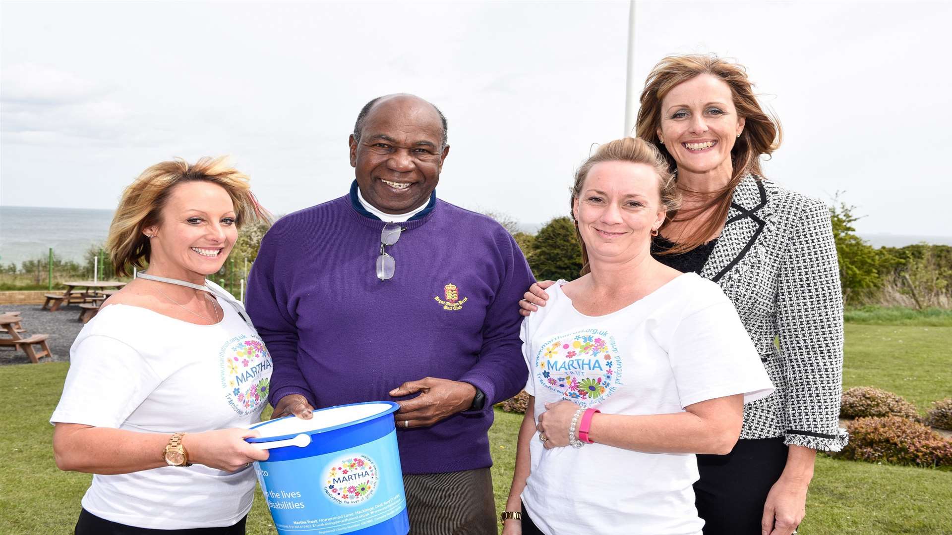 Kerry Rubins from Martha Trust, cricketer John Shepherd, volunteer Jo Allen and director Julie Gayler