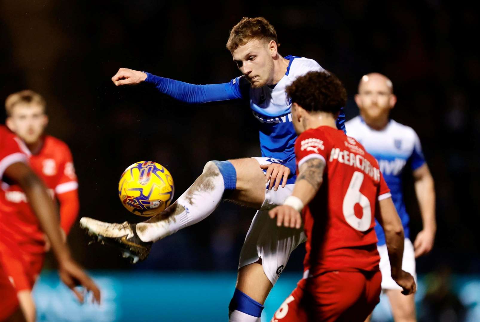 Action from Gillingham’s game against Swindon. Picture: Beau Goodwin