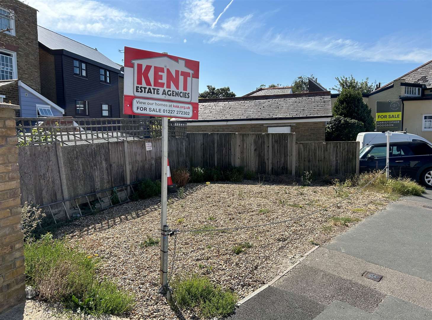 This plot in Island Wall, Whitstable, with space for three cars is on the market for £150,000