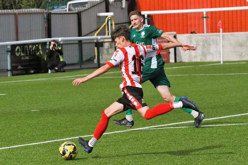 Kenzi Monahan has a shot at goal in Sheppey's match against Canterbury Picture: Marc Richards