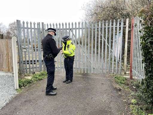 Police searching an abandoned builders' yard in Sandwich Picture: UKNIP