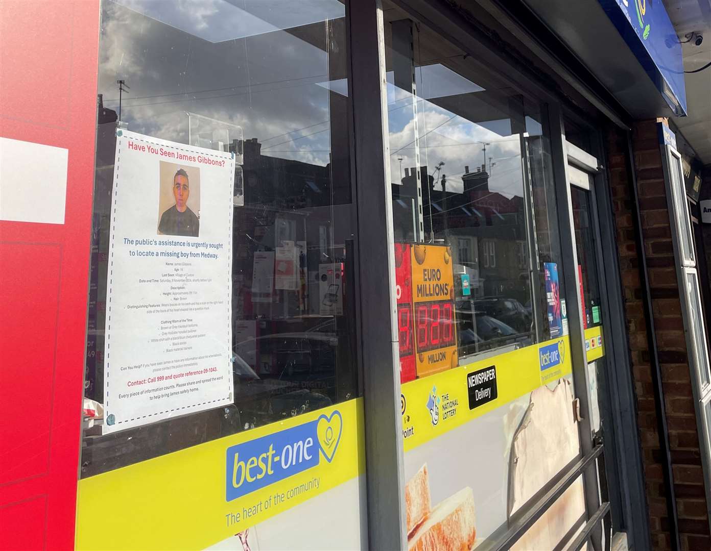 Businesses in the community are all displaying posters to help find missing teenager James Gibbons