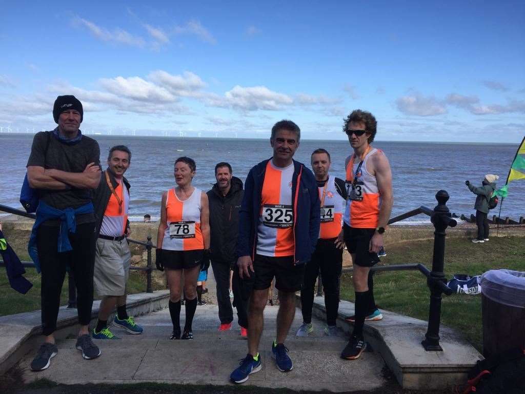 South Kent Harriers runners Ray Pearce, Martin Salmon, Margaret Connolly, Lee Sentenacq, Kevin Sohthen, Paul Hannay and John Eaton (42697446)