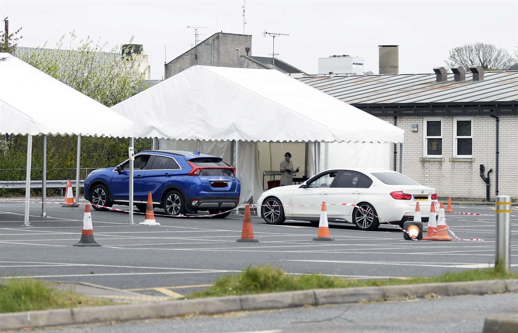 NHS workers tested in the car park of the Kent and Canterbury Hospital. Picture: Barry Goodwin