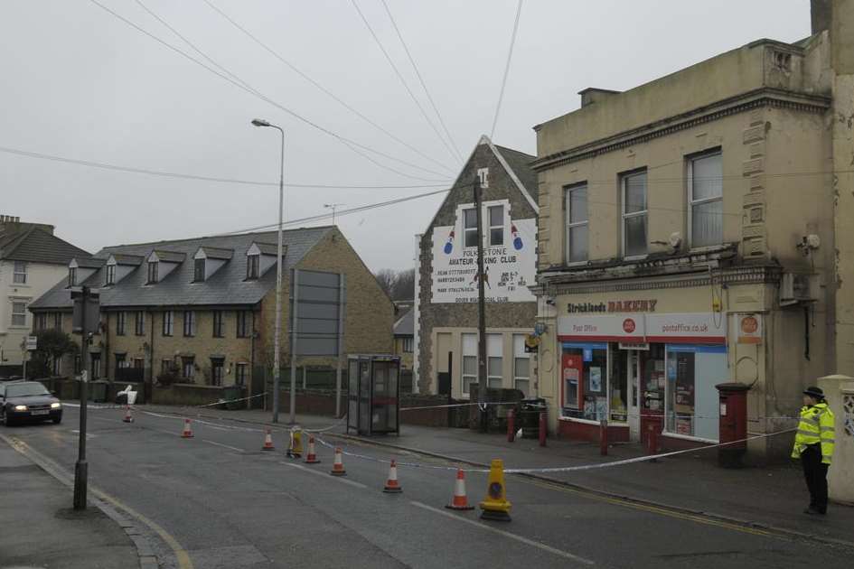 The aftermath of the Gus Allman stabbing, Dover Road, Folkestone.