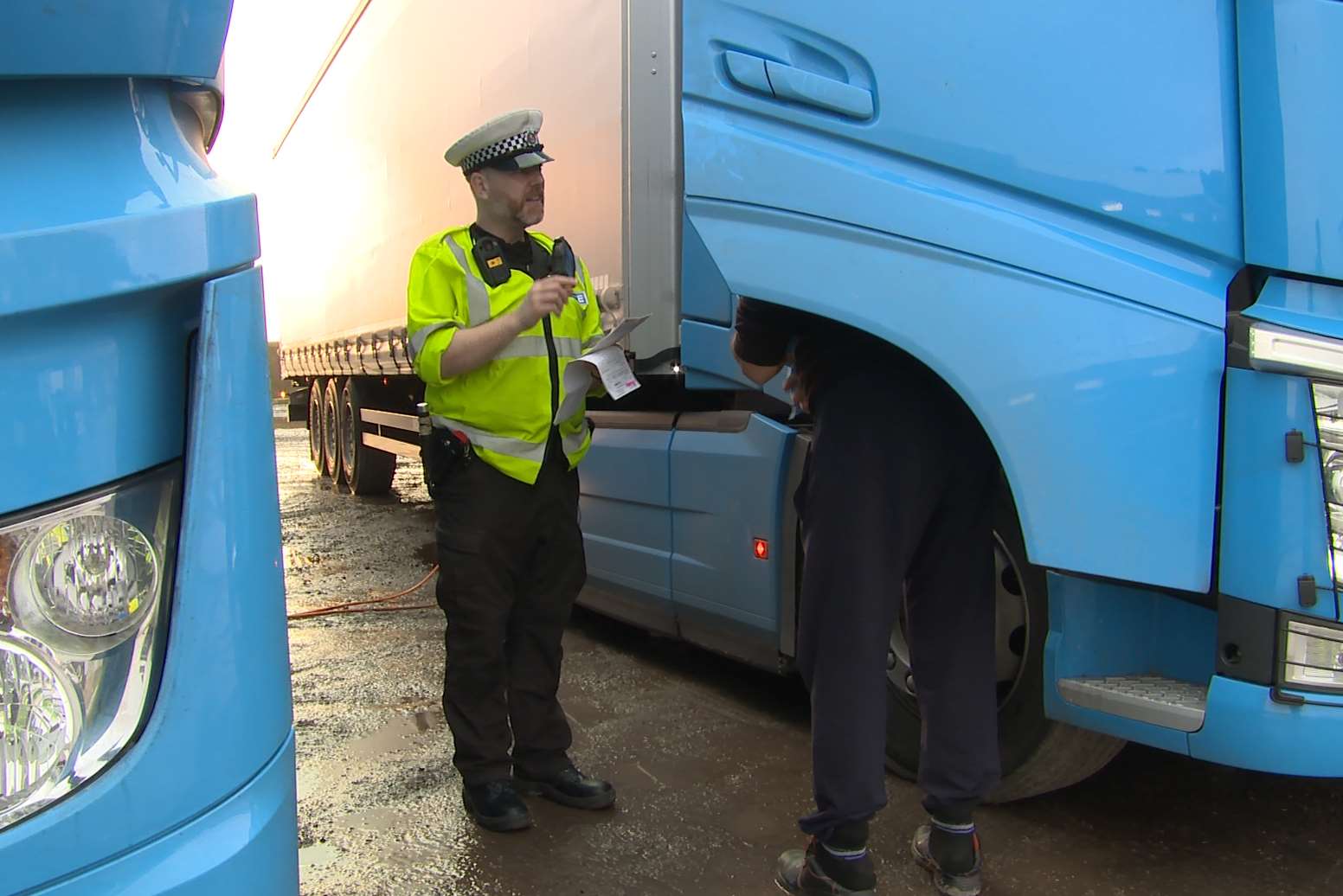 The number of foreign registered lorry drivers caught going over their drivers hours is much higher than the number of British drivers