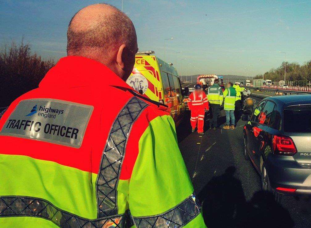 Police at the scene of the crash. Picture: Kent Police RPU