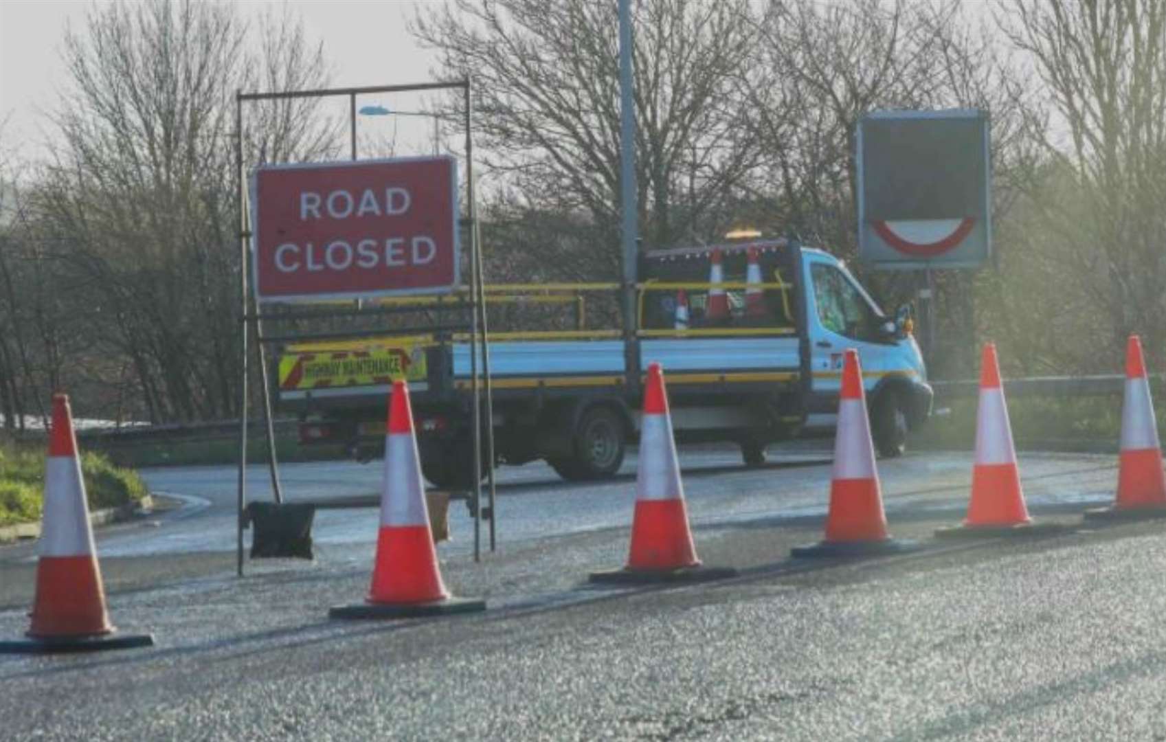 The coastbound on-slips were closed between Ashford and Folkestone