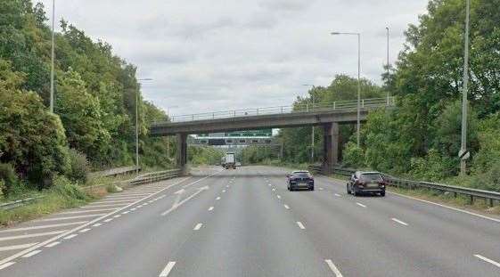 Two people have been injured on the A2 near Cobham this morning in a car and lorry crash. Picture: Google Maps