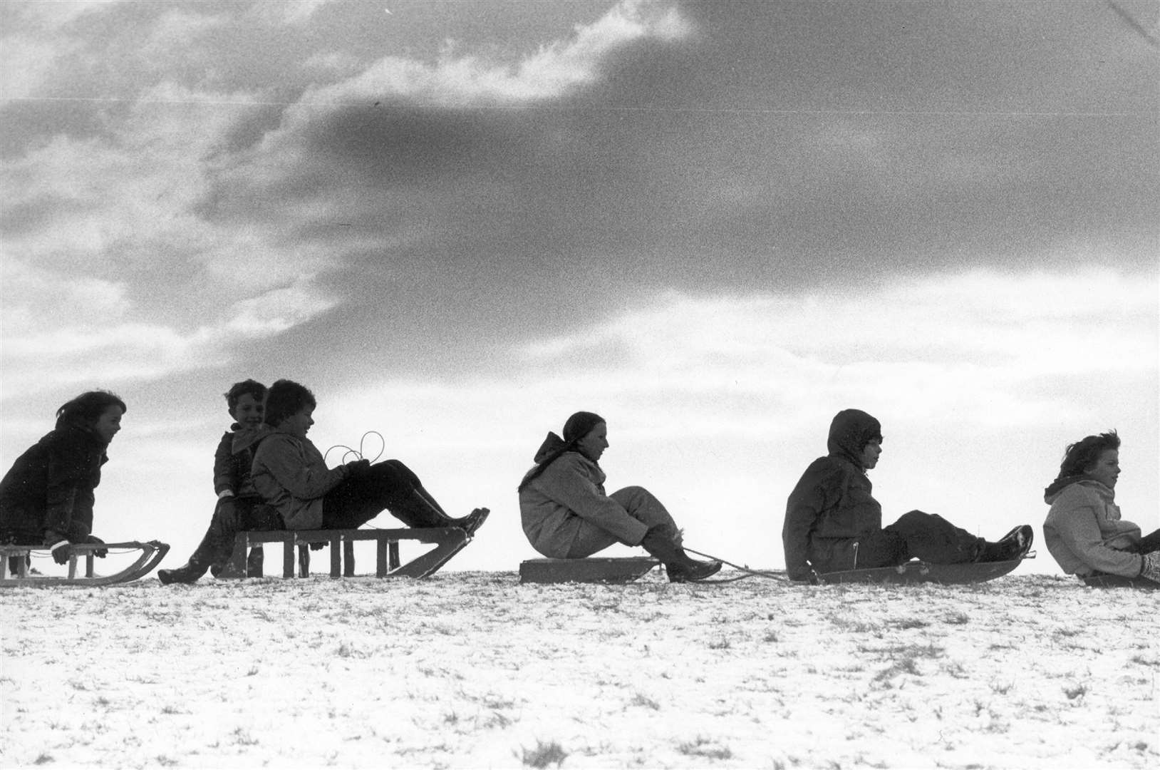 Sledges to the ready after snow falls in Boxley