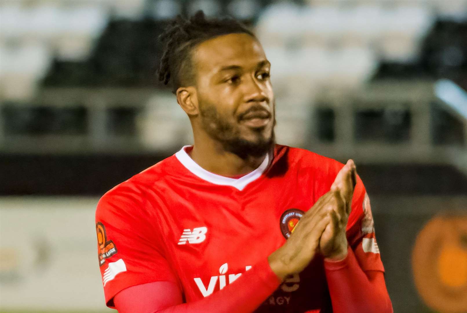 Ebbsfleet striker Dominic Poleon - bagged the winner against Woking in midweek. Picture: Ed Miller/EUFC