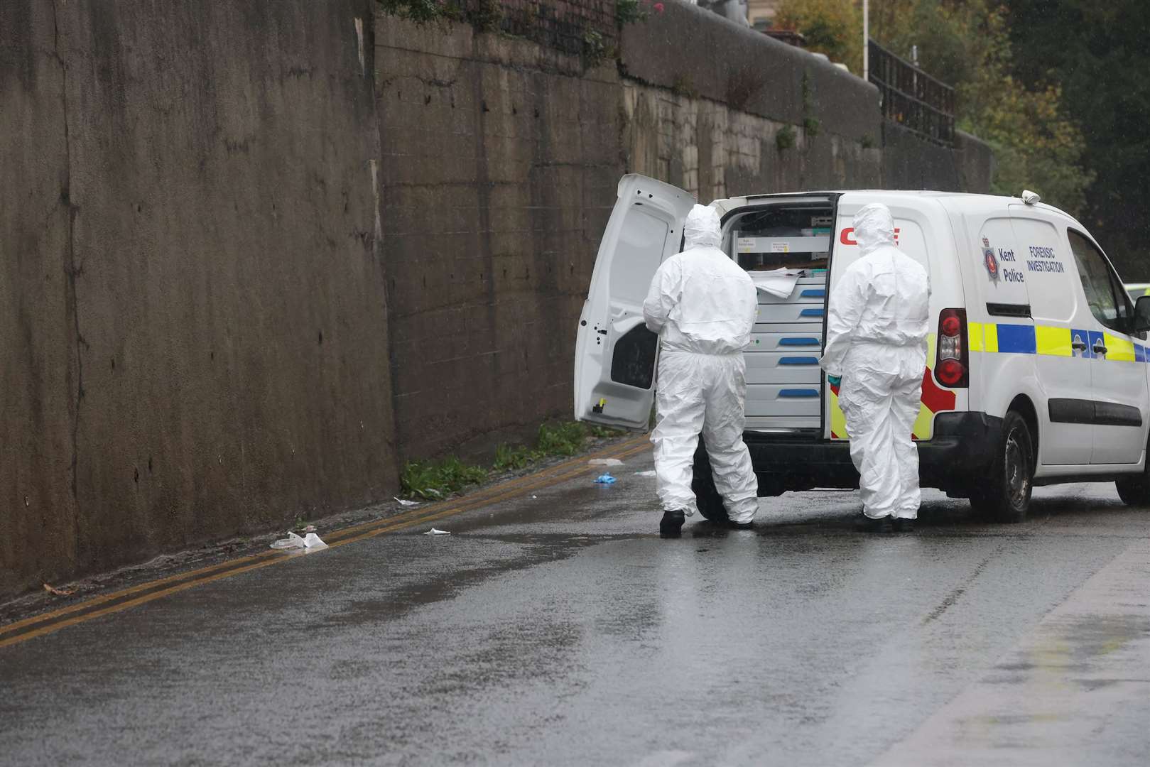 Forensic officers at the scene of a serious assault in Borstal Street, Borstal