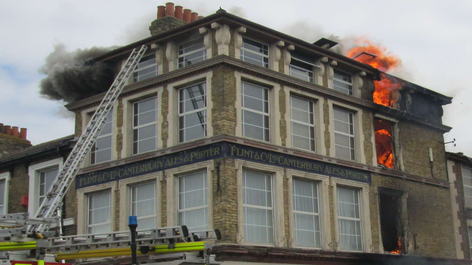 Flames visible from a large house fire in Sheerness