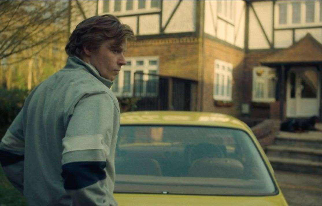 Kenny Noye (Jack Lowden) outside his West Kingsdown home in BBC's The Gold. Picture: Tannadice Pictures