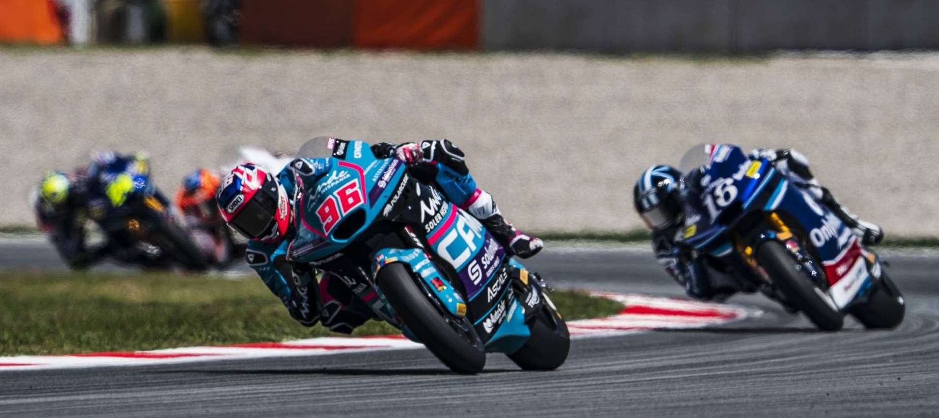 Jake Dixon (No.96) gets up to speed in Sunday's Moto2 race. Picture: Aspar Team