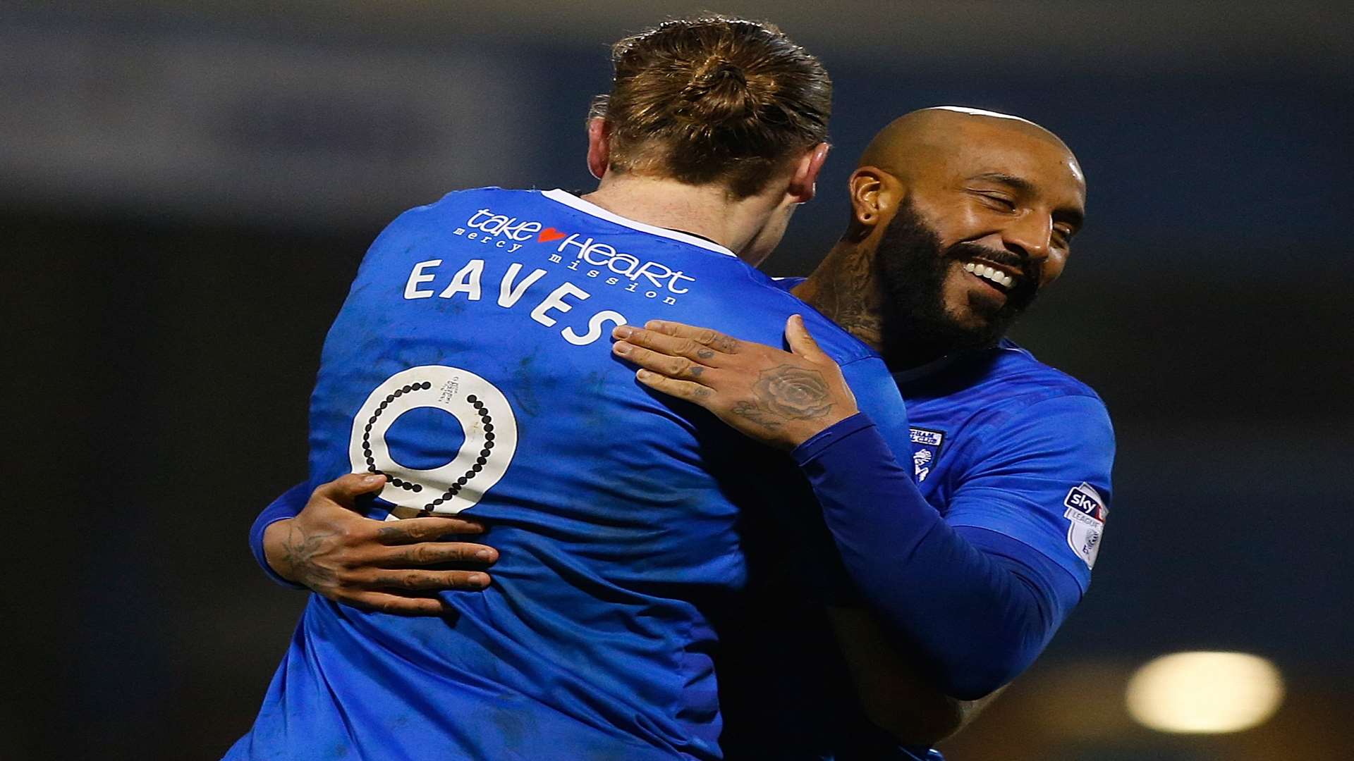 Strikers Josh Parker and Tom Eaves embrace at the final whistle on Saturday Picture: Andy Jones