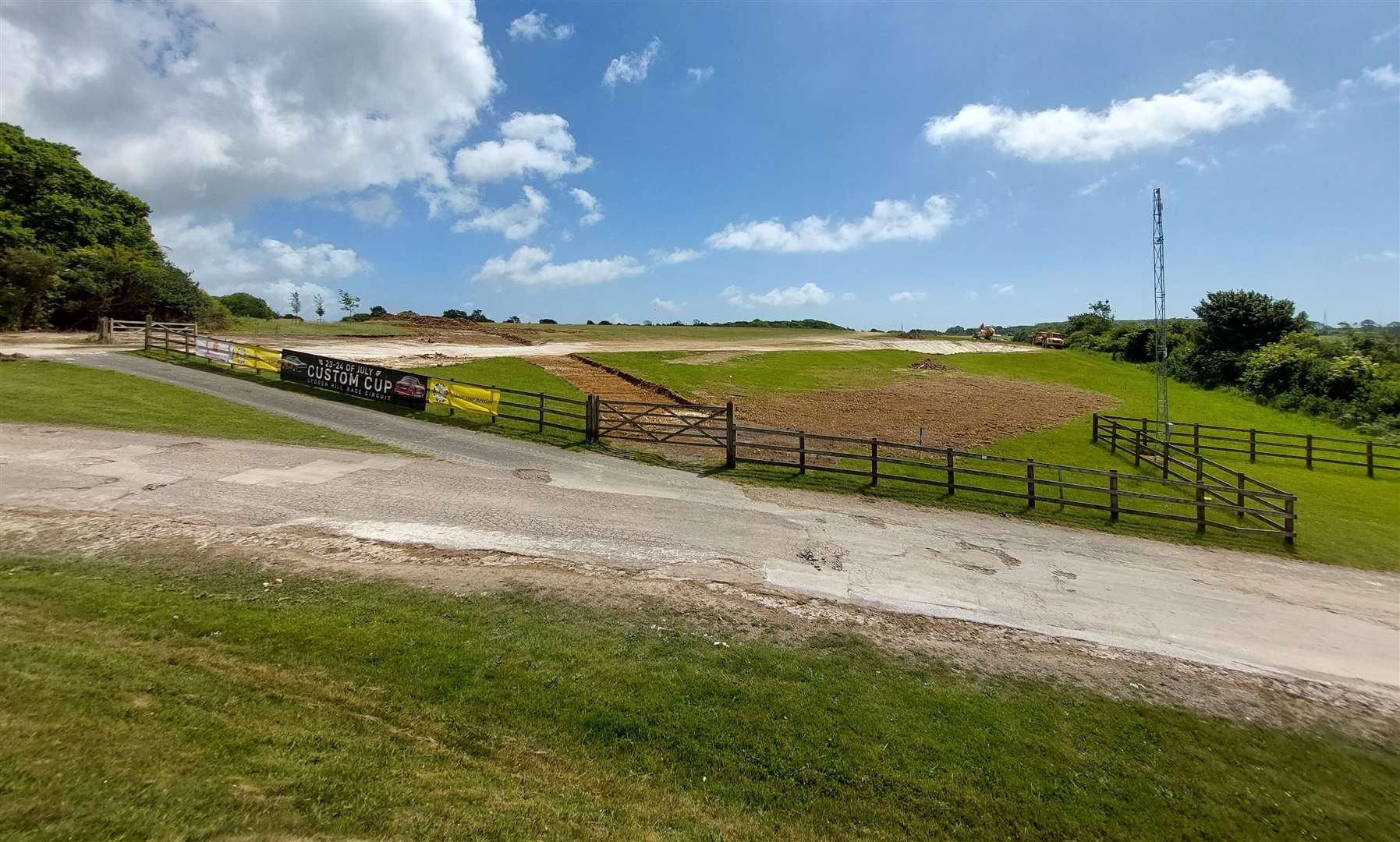 Work on the new access road above the paddock is progressing. Picture: Joe Wright