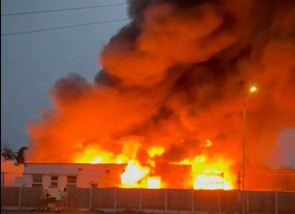 A huge fire has taken hold at K Laundry in Northwood Road, Ramsgate. Pic: Sara Parnell